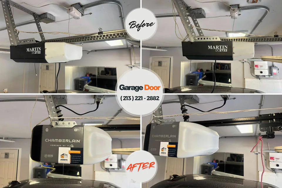Before and after: garage door repair Vernon, CA